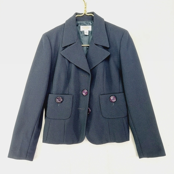 Talbots Black Long Sleeve 3 Button Up Blazer 1108 - Picture 1 of 7